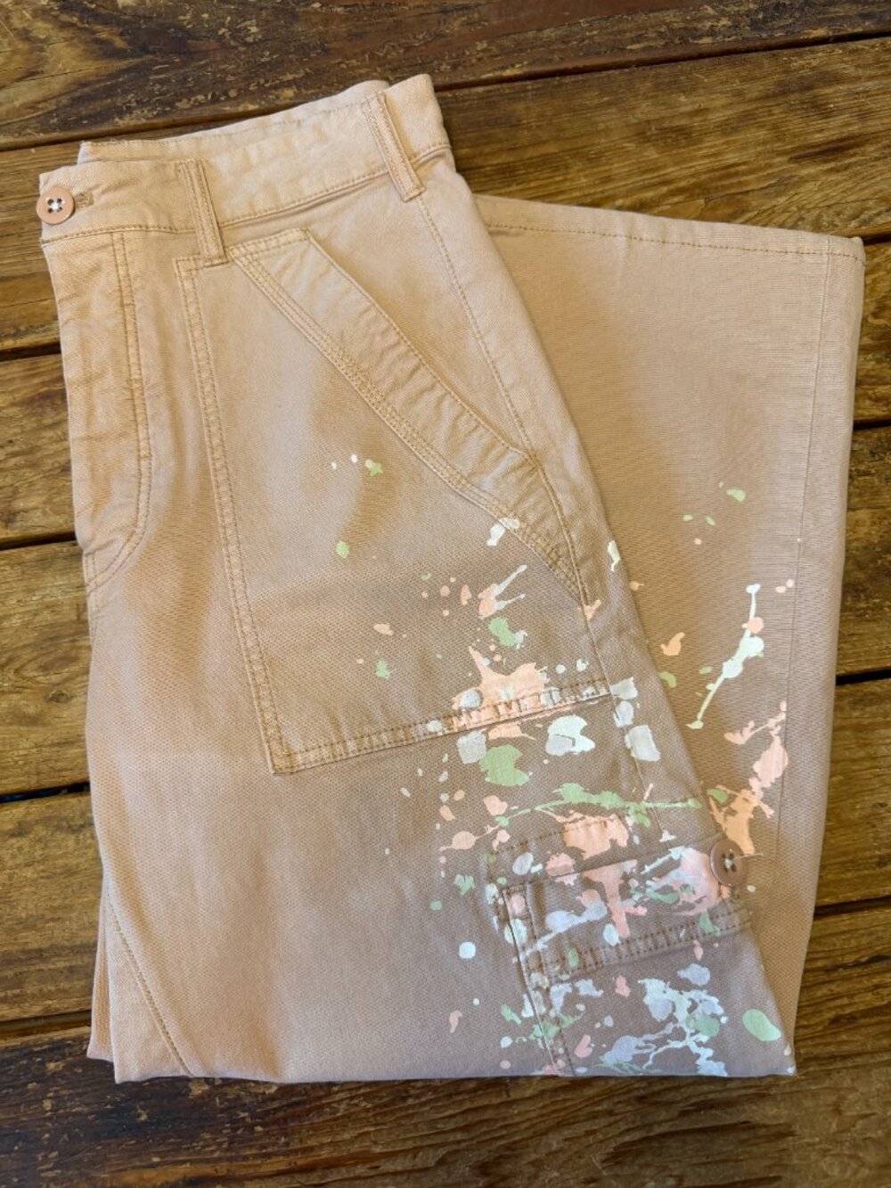 Pilcro The Millie Low Slung Barrel Pant, Paint Splatter - size 30 - Picture 7 of 8
